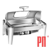 Чафин диш MVQ STANDART 9 л с крышкой ROLL-TOP со стеклом прямоугольный