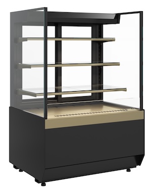 Витрина холодильная кондитерская KC70 VM 0,9-2 STANDARD прямая боковина 2.0 9005-0109 открытая