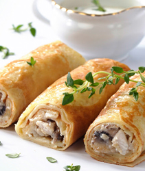 Блины грибами и мясом